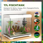 Aquarium, 17L Fish Tank with LED Lighting & Filter System, White