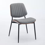Dining Chairs Set of 2 Mid Century Modern Walnut Bentwood Back - Gray PU Leather
