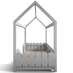 House Bed 90x200cm Versatile Children's Bed with Fall Protection and Slatted Frame, Grey