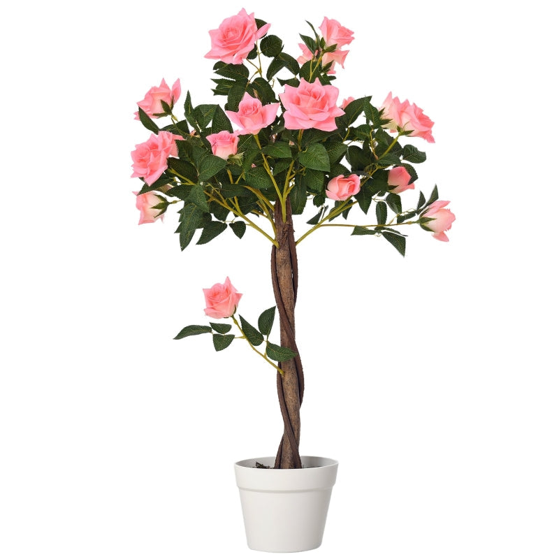 Artificial Rose Tree 90 cm Large Realistic Plant in Pot, Plastic