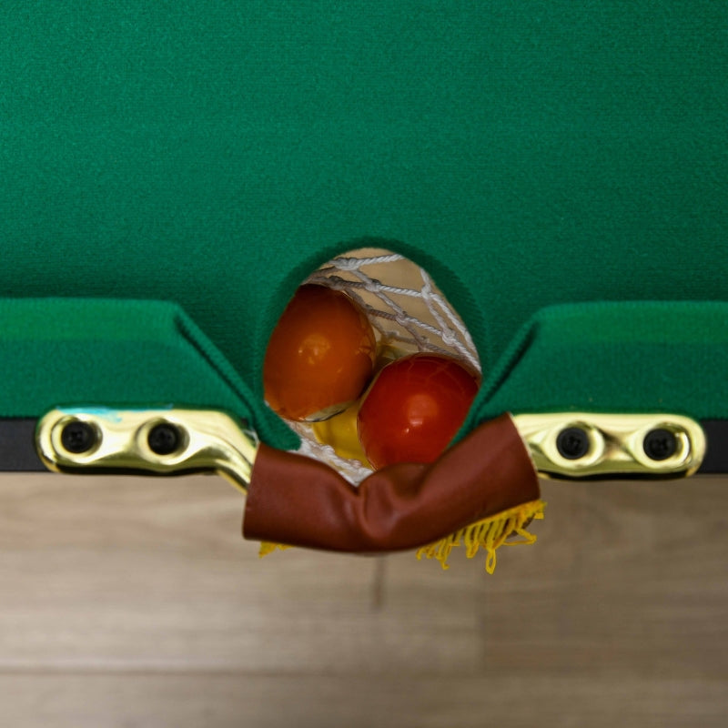 Pool Table with Folding and Height-Adjustable Design, Includes 2 Queues and 16 Balls, Green