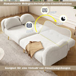 Two-Seater Sofa Bed Adjustable Backrest Gold Metal Feet