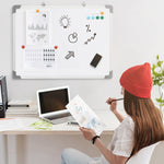 Magnetic whiteboard with 4 markers, 1 eraser, 10 magnets, easel and wall mounting