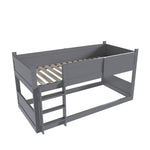 Triple Bunk Bed 90x200 cm with High Fence & Slats, Grey Wood