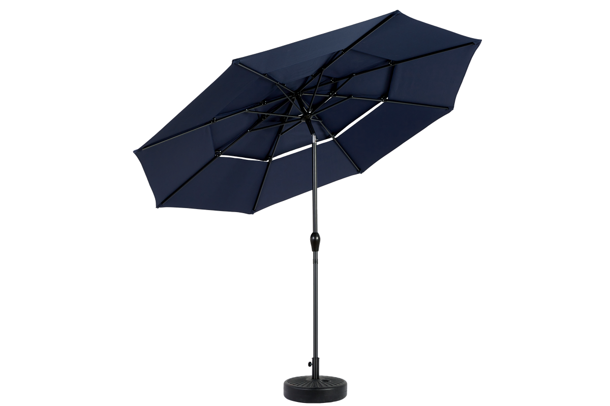 Outdoor Umbrella 14.8 Ft Double Sided Rectangular Large with Crank, Navy Blue