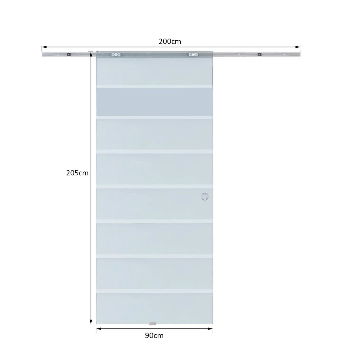 Glass Sliding Interior Door Partially Frosted 775-1025 x 2050 mm Glass