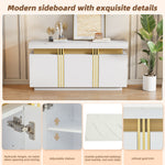 Sideboard Display, 3-Door Dining Room Cabinet with Adjustable Dividers, Modern White
