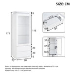 Display Cabinet 60x40x171cm Tall Glass LED 2 Drawers, High-Gloss White