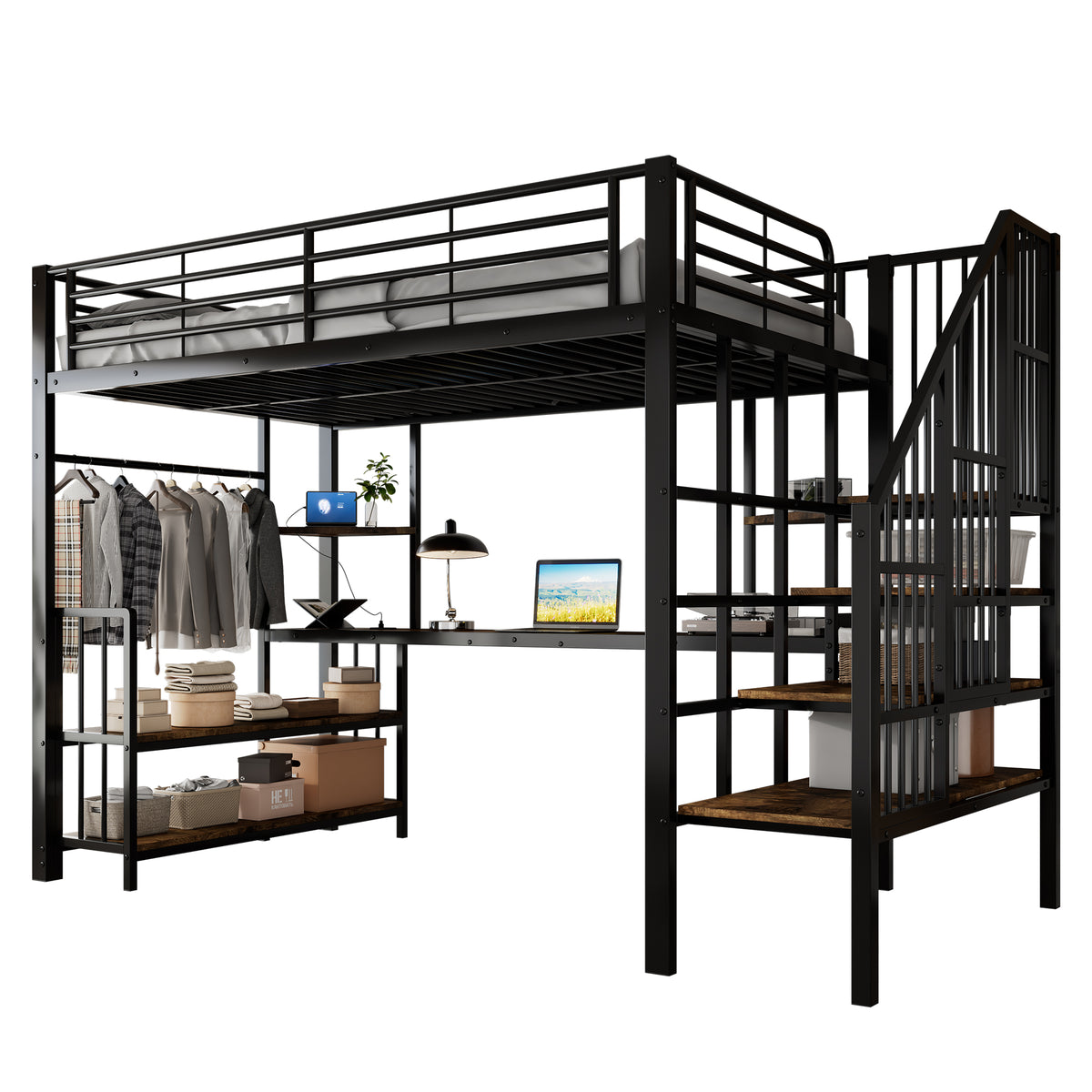 Upholstered Bed 180x200cm with Storage & Hydraulic Lever, Grey Velvet