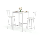 Bar Table and 2 Stools Set Industrial Style Metal Frame - White