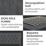 Modern Minimalist Soft Bed, Comfortable Headboard, Low Box Frame, Gray