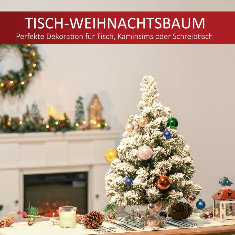 Mini Artificial Christmas Tree 60cm, 67 Tips with Snow, Cement Base