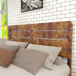 Wooden Double Bed 140x200cm High Headboard Frame, Antique Wood/Iron