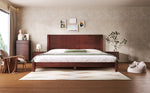 Platform Bed with Headboard and Slatted Base, 180x200cm, Brown Wood