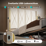 Hydraulic Storage Bed with LED & USB, 160x200 cm, Velour
