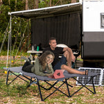 Folding Camping Bed, 2 Person, 136 kg, Steel Oxford Grey