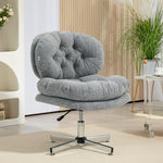 Office Chair, Ergonomic Desk Swivel with Rocking and Padded Seat, Grey Linen Look