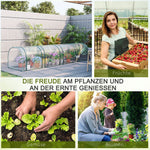 Tunnel Greenhouse, 4 Zippered Windows, Steel Frame, Robust Tarpaulin, Transparent