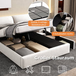 Upholstered Bed 180x200cm Hydraulic Storage 3 Drawers - Velvet Beige