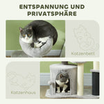 Cat Tree 87 cm, Cave Bed Scratching Post, Light Grey