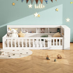 Daybed with Storage Compartment, USB Port and Slatted Base, White Chipboard