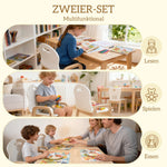 Children's Chair Set Wooden Non-Slip Height Adjustable, White