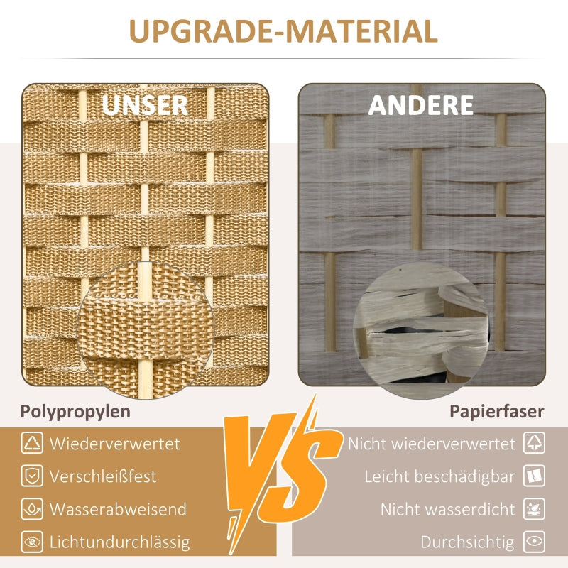 Room Divider, 4-Panel Foldable Privacy Screen, Natural