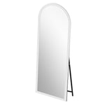 Curved Full-Length Mirror 160x50 cm Stand White Wood Frame