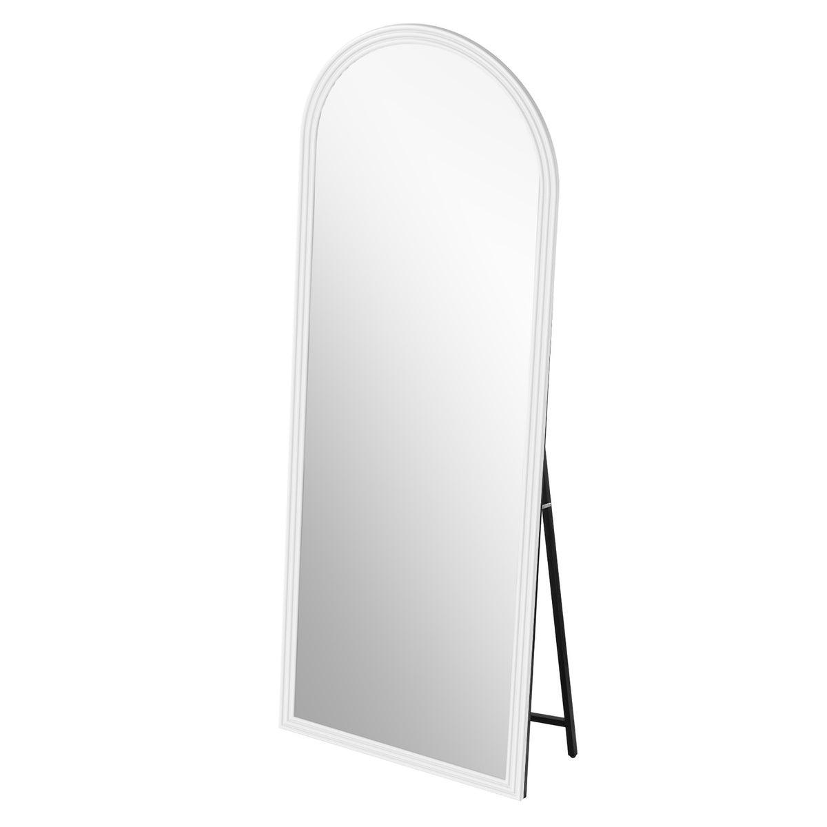 Curved Full-Length Mirror 160x50 cm Stand White Wood Frame
