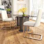 Velvet Dining Chair Set of 6, Diamond Back Design with Silver Metal Legs, Beige Velvet