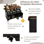 Kitchen Island Mobile Storage Cart with Dividers & Towel Rail - Wood Grain Black