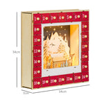 Advent Calendar, 24 Drawers with LED Lights, Red MDF