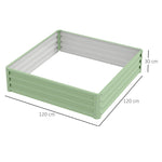 Garden Bed Planter, Steel Housing, 120 x 120 x 30 cm, Green