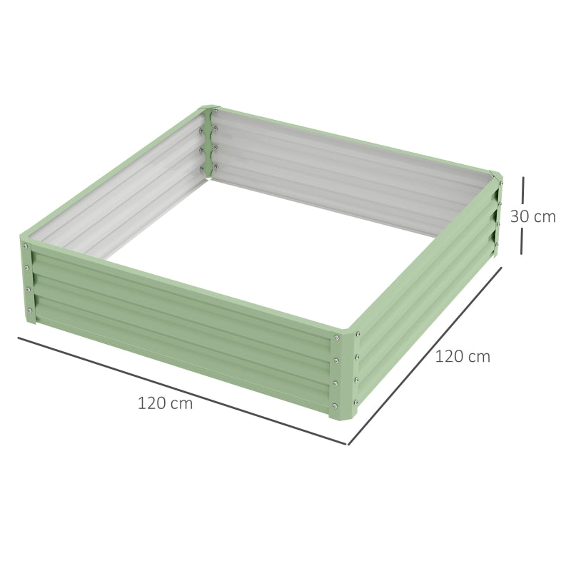 Garden Bed Planter, Steel Housing, 120 x 120 x 30 cm, Green