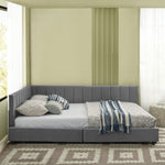 Double Bed 140x200cm High Backrest, Dark Grey Velvet