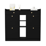 Shoe Cabinet, 4-Door, 2-Drawer, 3-Compartment, Black