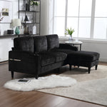 Sofa with Footstool & Storage, 4-Seater with Cup Holder, Velvet