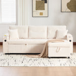 Sofa Bed 3-Seater Hydraulic Chaise Storage USB-C Cup Holders Corduroy