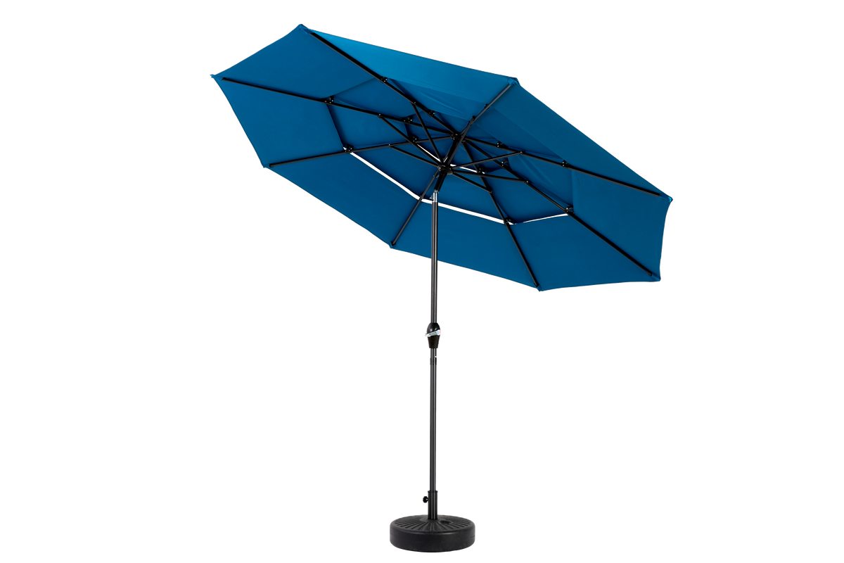 Outdoor Umbrella, 14.8 Ft Double Sided Rectangular Large with Crank, Blue
