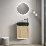 Wall-Mounted Bathroom Vanity Unit with Undermount Sink and Striped Cabinet, White Oak Wood Grain
