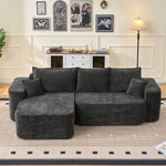 Cloud Sofa L-Shaped Corner Sofa with Chaise Longue and XXL Deep Seat, Black Chenille