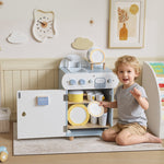 Children's Dishwashing Set with Wooden Dishwasher and 32 Accessories, MDF, Light Blue