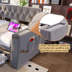 Upholstered Sofa Bed 90x190cm USB Charging Armrest Storage Drawer Light Grey Velvet