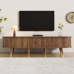 TV Cabinet 175cm Rattan Sliding Door Storage, Walnut Look/Natural Design