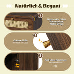 Chest of drawers/sideboard, 3 Drawers 2 Cabinets Rattan Gold Handles, 120cm Walnut
