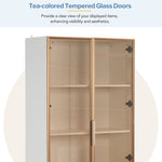 Glass Display Cabinet, 16-Color LED Lighting, Movable Shelves, 80x40x160cm, Freestanding, Glass
