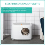 Cat Litter Box, Hooded Scoop Grid Base, XXL, White
