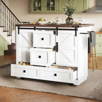 Kitchen Trolley Cart with Folding Table 3 Drawers & 2 Cabinet Doors