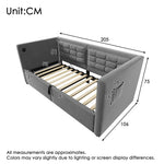 Upholstered Sofa Bed, 90x190 cm Single with USB & Type-C Charging, Gray Velvet