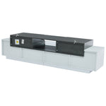 LED TV Cabinet, Entertainment Center with Glass Shelves, White+Gray